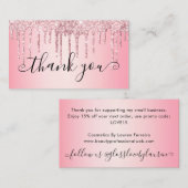 Trendy Girly Pink Glitter Drips Dank je wel Visitekaartje (Voorkant / Achterkant)