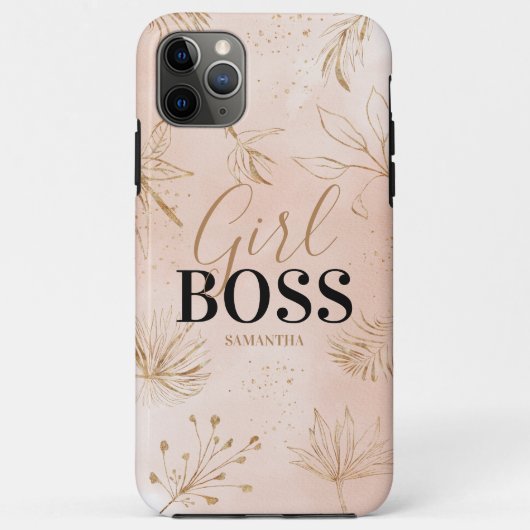 Trendy Girly Pink & Gold Girl Boss Name Case-Mate iPhone Case (Achterkant)