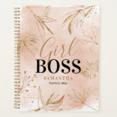 Trendy Girly Pink & Gold Girl Boss Name Planner (Voorkant)