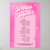 Trendy Girly Pink Groovy Salon Services prijslijst Poster (Voorkant)