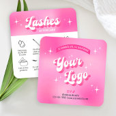 Trendy Girly Pink Lash Extensions Aftercare Kaarte Vierkante Visitekaartje