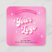 Trendy Girly Pink Lash Extensions Aftercare Kaarte Vierkante Visitekaartje (Voorkant)