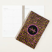 Trendy Girly Pink Leopard Print Monogrammed Planner (Display)