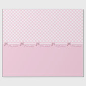 Trendy Girly Pink Plaid Checkerboard Patroon & Bow Cadeaupapier (Vlak)