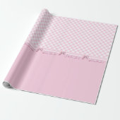 Trendy Girly Pink Plaid Checkerboard Patroon & Bow Cadeaupapier (Uitgerold)