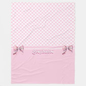 Trendy Girly Pink Plaid Checkerboard Patroon & Bow Fleece Deken (Voorkant)