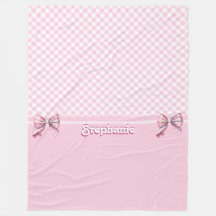Trendy Girly Pink Plaid Checkerboard Patroon & Bow