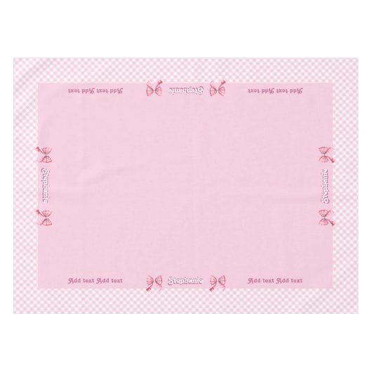 Trendy Girly Pink Plaid Checkerboard Patroon & Bow Tafelkleed (Voorkant (Horizontaal))