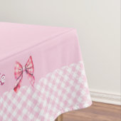 Trendy Girly Pink Plaid Checkerboard Patroon & Bow Tafelkleed (Voorbeeld)