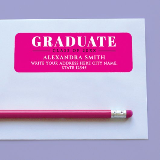 Trendy Girly Pink White Formal School Graduation Etiket