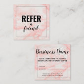 Trendy Girly Pink White Marble Aanbevelingskaartje (Voorkant / Achterkant)