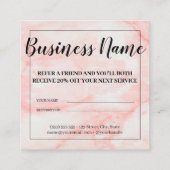 Trendy Girly Pink White Marble Aanbevelingskaartje (Achterkant)