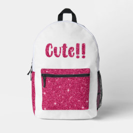 Trendy Girly Roze Schattige Glitter Bedrukte Rugzak