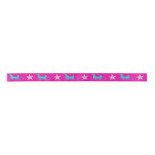 Trendy Girly Roze Sleigh Zilveren Ster Shin Glitte Satijnen Lint (Voorkant)