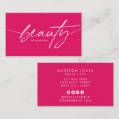 Trendy Girly Ruby Red Beauty Make-up Artist Script Visitekaartje (Voorkant / Achterkant)