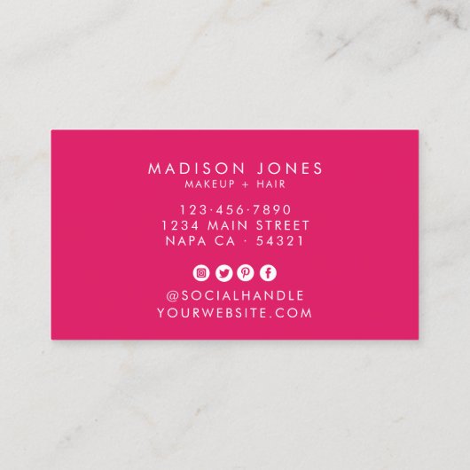 Trendy Girly Ruby Red Beauty Make-up Artist Script Visitekaartje (Achterkant)