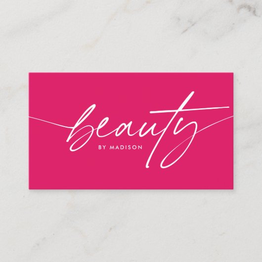 Trendy Girly Ruby Red Beauty Make-up Artist Script Visitekaartje (Voorkant)