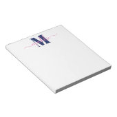 Trendy Girly Script Monogram, blauw en roze Notitieblok (Schuin)