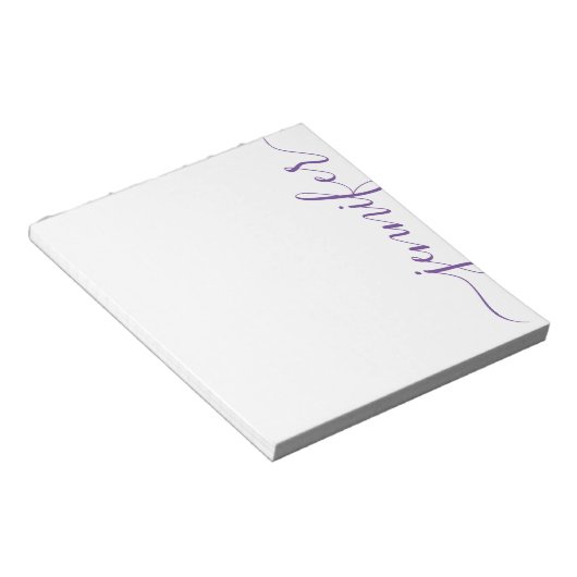 Trendy Girly Script Name, Personalized Paars Notitieblok (Schuin)