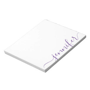 Trendy Girly Script Name, Personalized Paars Notitieblok