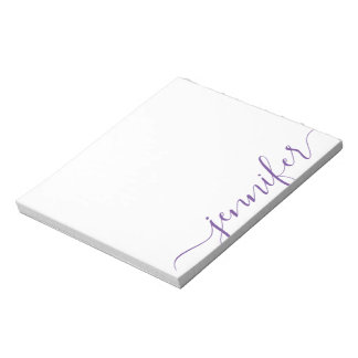 Trendy Girly Script Name, Personalized Paars Notitieblok