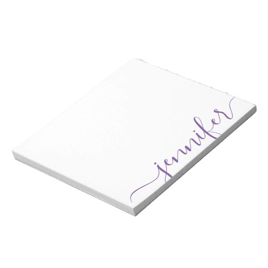 Trendy Girly Script Name, Personalized Paars Notitieblok (Linkerzijde)