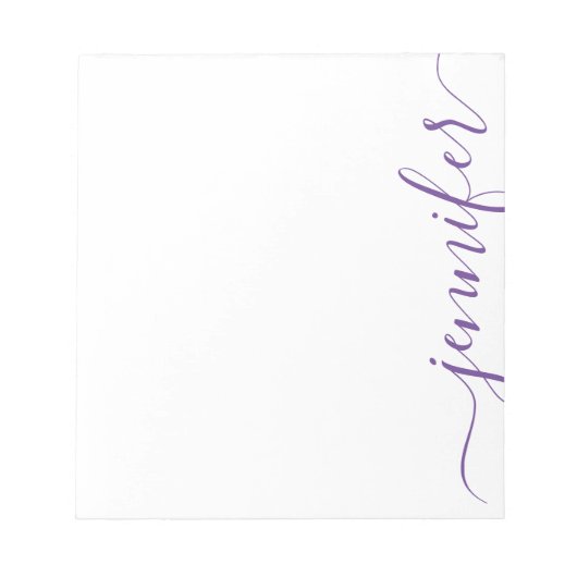 Trendy Girly Script Name, Personalized Paars Notitieblok (Voorkant)