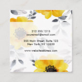 Trendy Girly Yellow Flowers Pattern Vierkante Visitekaartje (Achterkant)