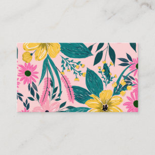Trendy Girly Yellow Hand Paint Floral Design Visitekaartje
