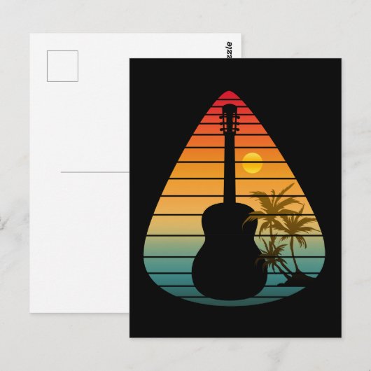 TRENDY GITAAR PLECTRUM ZONSONDERGANG  BRIEFKAART (Voorkant / Achterkant)
