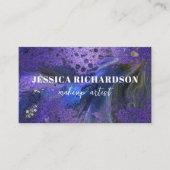 Trendy Glam Abstracte Paarse Glitter Marmeren Verf Visitekaartje (Voorkant)