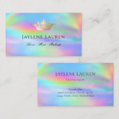 Trendy Glam Crown Faux Holographic Rainbow Visitekaartje (Voorkant / Achterkant)