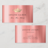 Trendy Glam Crown Roos Gold Visitekaartje (Voorkant / Achterkant)