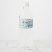 Trendy Glam Faux Holographic Rainbow Sweet 16 Waterfles Etiket (Voorkant)