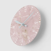 Trendy Glam Faux Roos Gold Kijk en witte marmer Ronde Klok (Hoek)