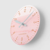 Trendy Glam Faux Roos Gold Kijk marmer  Ronde Klok (Hoek)