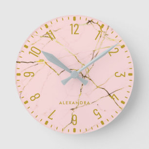 Trendy Glam Faux Roos Gold Kijk marmer  Ronde Klok