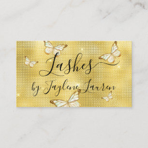 Trendy Glam Geel Gouden Luxe Vlinder Wimpers Visitekaartje