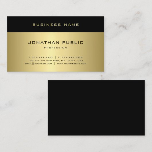 Trendy Glam Gold Blik Moderne Minimalistisch Visitekaartje (Voorkant / Achterkant)