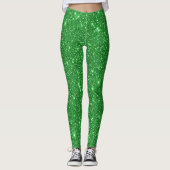 Trendy Glam Iers Groen Glitters Schittering Glitte Leggings (Voorkant)