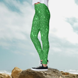 Trendy Glam Irish Green Sparkle Shimmer Glitter Leggings