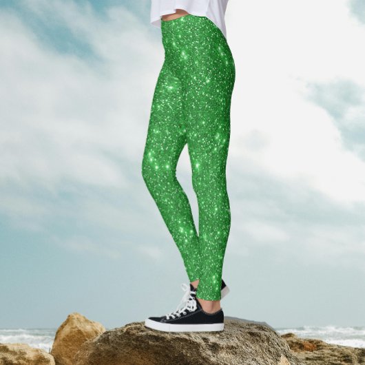 Trendy Glam Irish Green Sparkle Shimmer Glitter Leggings