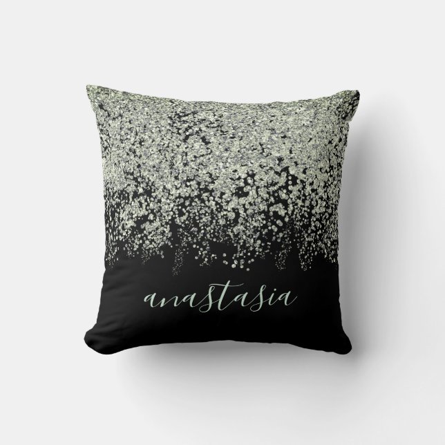 Trendy Glam Light Gray Glittery Sparkling Kussen (Voorkant)