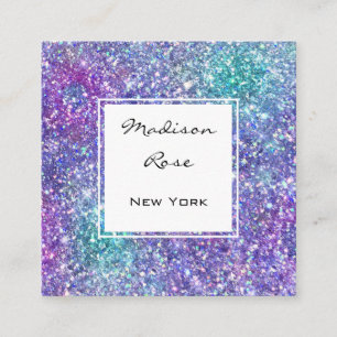 Trendy Glam Paarse, Blauwe & Groene Glitter Sparkl Vierkante Visitekaartje