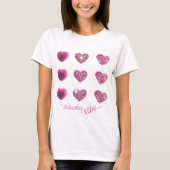 Trendy Glam Sparkle Pink Hearts Valentijn Vibes T-shirt (Voorkant)