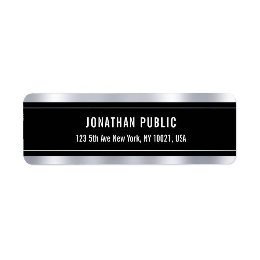Trendy Glamor Black Silver Sjabloon Elegant Etiket (Voorkant)