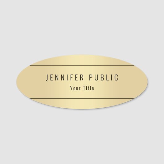 Trendy Glamor Gold Blik Moderne Sjabloon Elegant Naamplaatje (Voorkant)