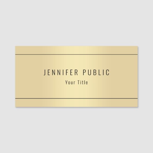 Trendy Glamor Gold Blik Moderne Sjabloon Elegant Naamplaatje (Voorkant)