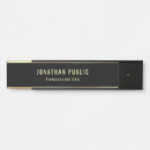 Trendy Glamor Modern Black and Gold Sjabloon Deurbordje (Voorkant)