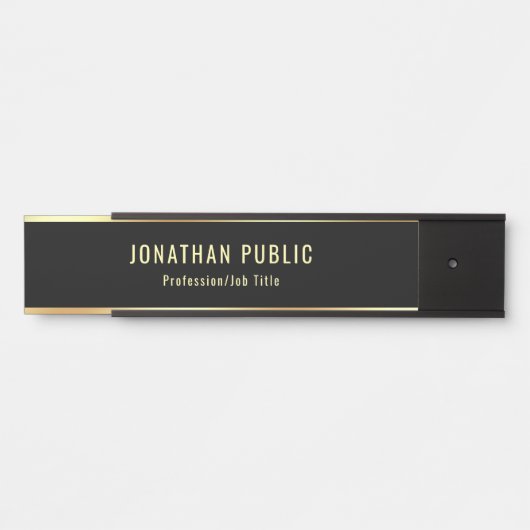 Trendy Glamor Modern Black and Gold Sjabloon Deurbordje (Voorkant)